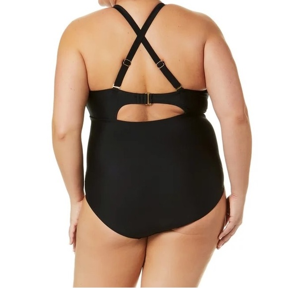 Terra & Sky NWT Twist with Mesh Inset One-Piece Swimsuit, 1X (16W-18W) - Picture 9 of 14